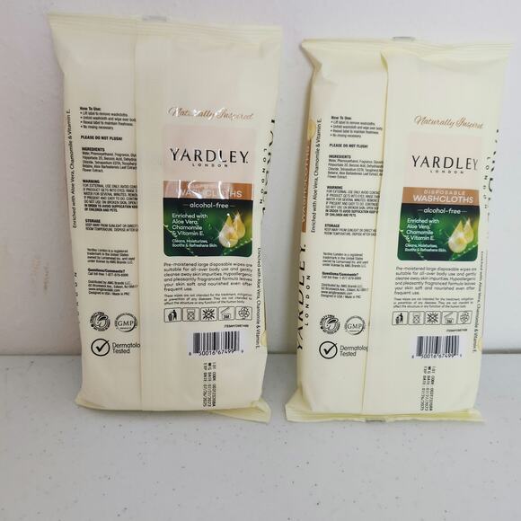 Lot of 2 Yardley London 18ct. Large Disposable Washcloths 12X8 Travel Home Clean - Picture 5 of 7